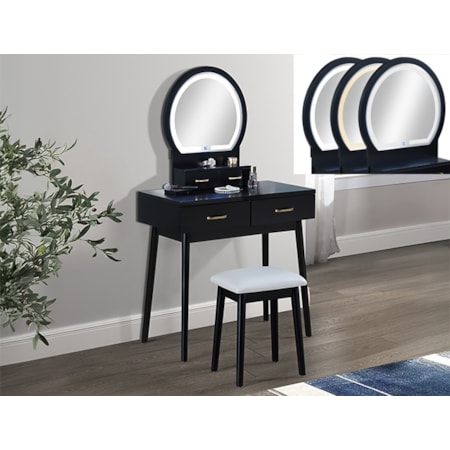 SEAL BLACK LED VANITY WITH STOOL |