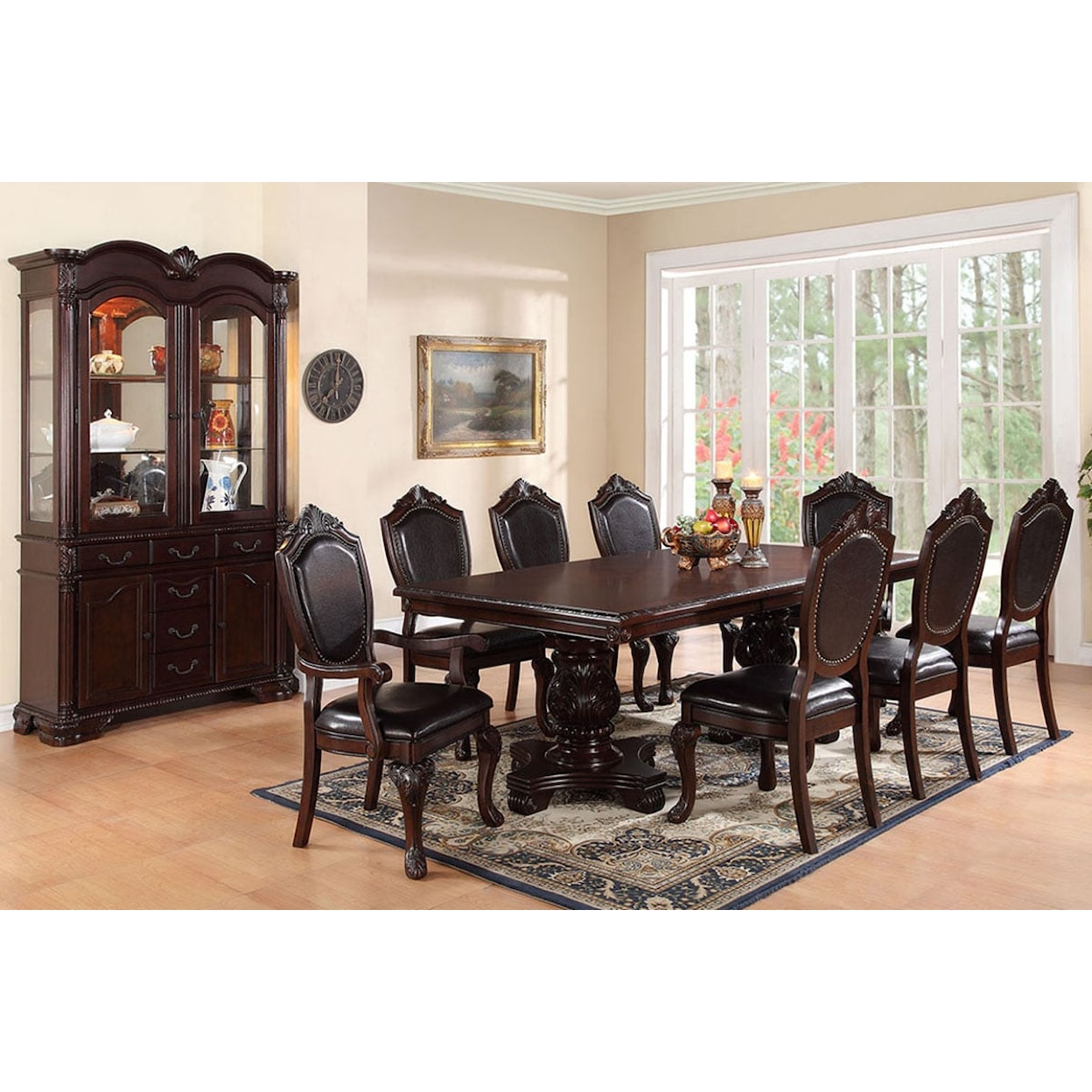 Poundex Fiona Dining Set FIONA 9 PC DINING SET |