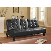 BLACK FUTON WITH DROPDOWN CUPHOLDER |