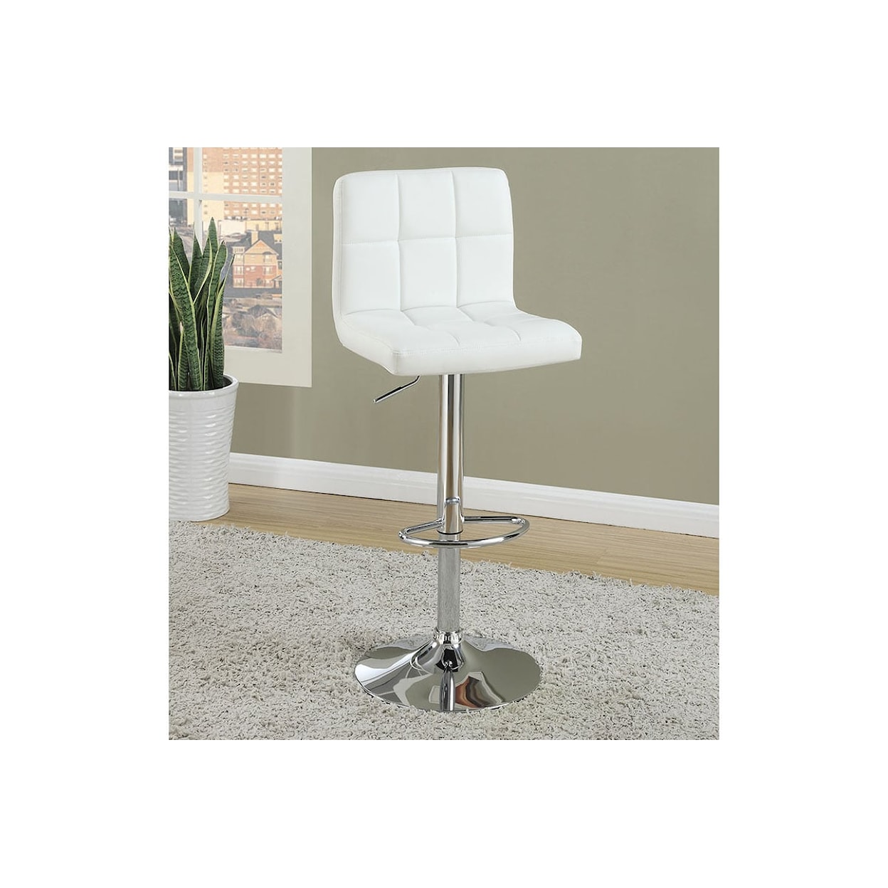 Poundex Barstools WHITE ADJUSTABLE BARSTOOL |