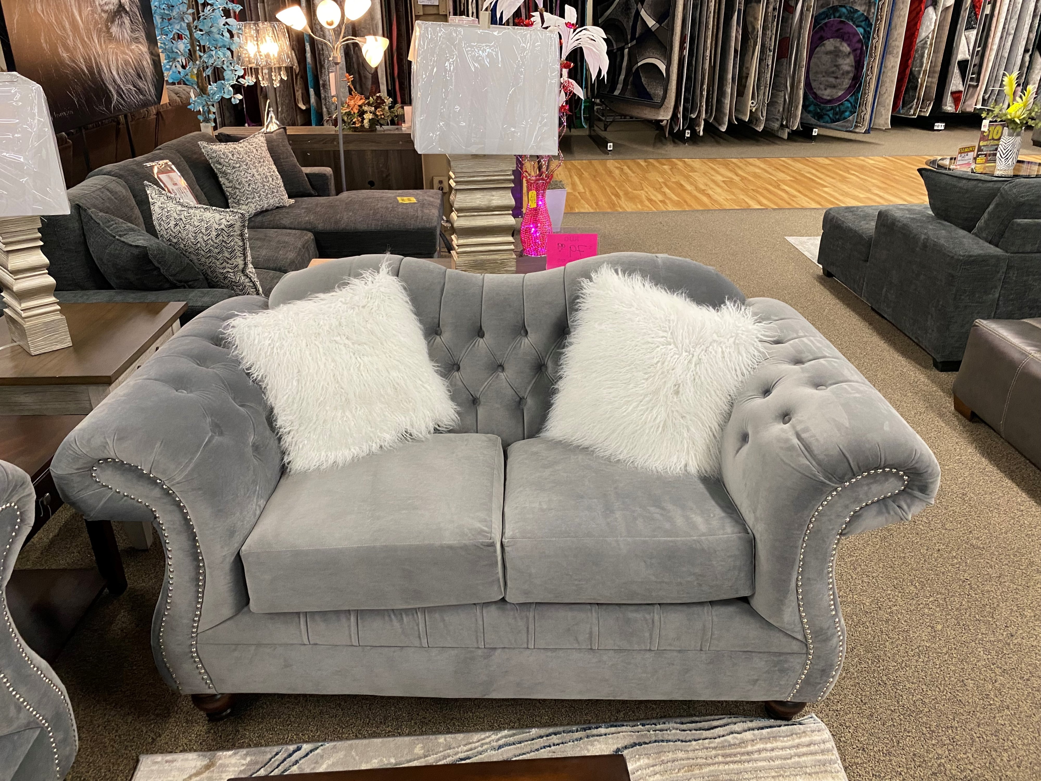 ABBY PEWTER SOFA &amp; LOVESEAT |