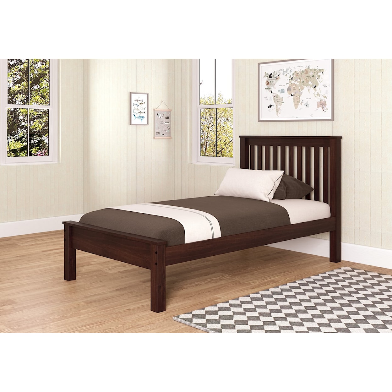 Donco Trading Co Platform Beds JAKE TWIN CAPPUCCINO PLATFORM BED |