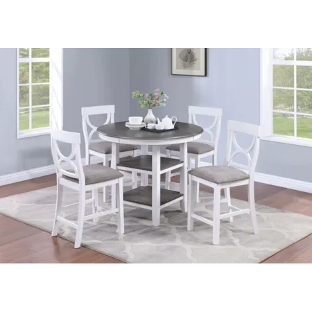 CIRCULAR WHITE & GREY 5 PIECE PUB | SET