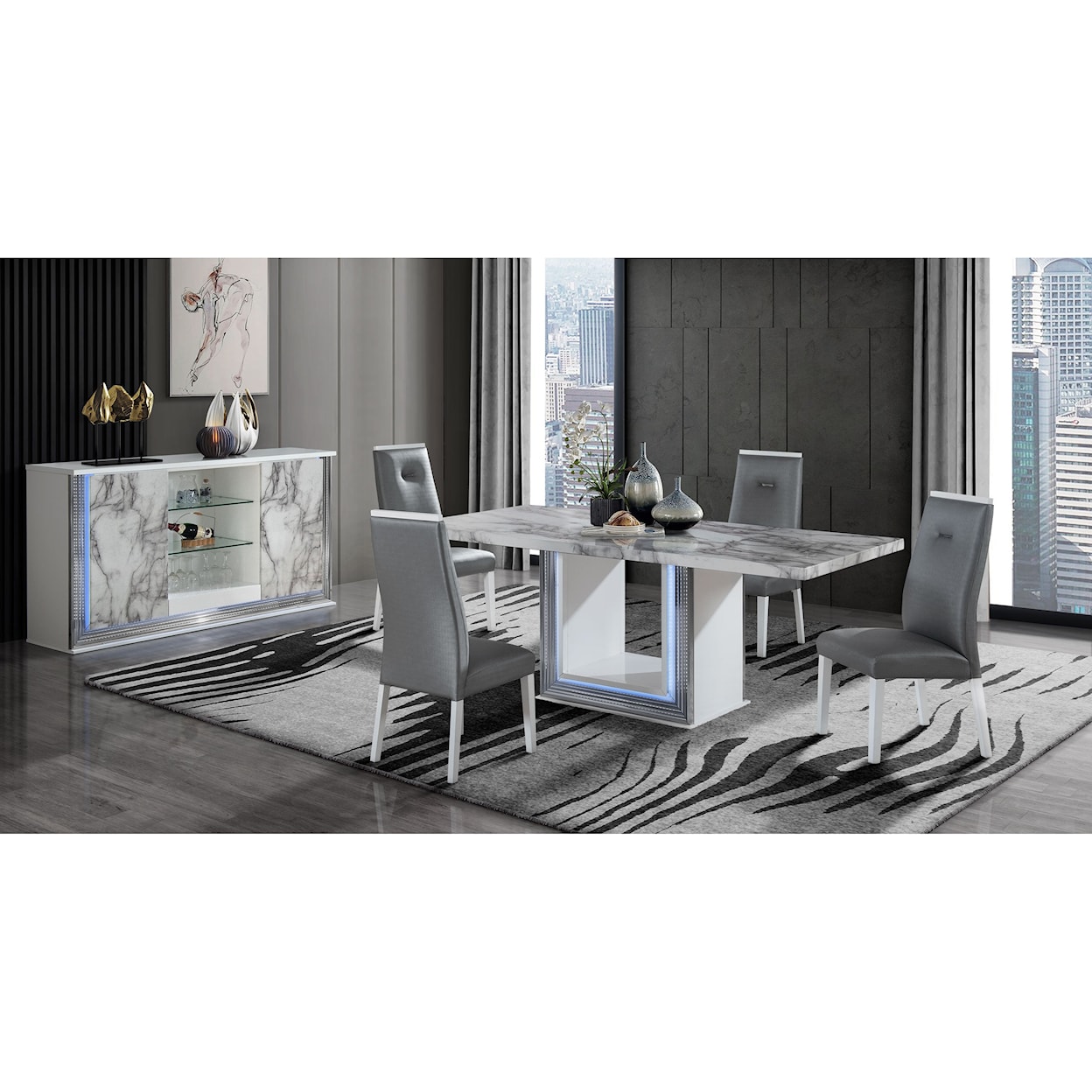 Global Furniture Snow Marble SNOW MARBLE GREY DINING CHAIR |