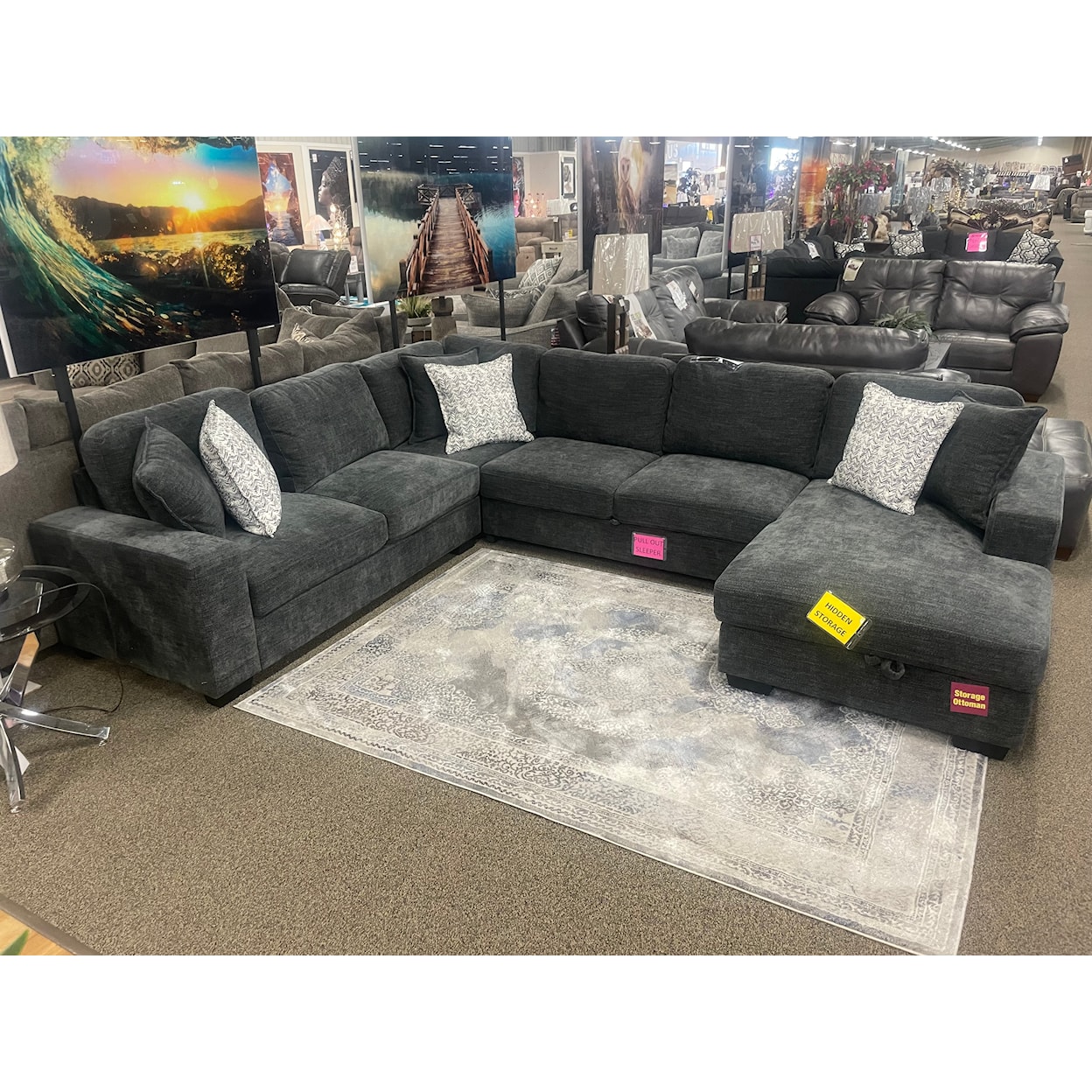 Lifestyle Andrew ANDREW CHARCOAL 4 PIECE SLEEPER | SECTIONAL