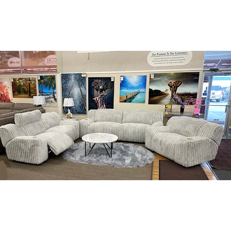 MONDO GREY DOUBLE POWER SOFA AND | LOVESEAT