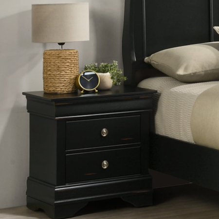 PORTOFINO ANTIQUE BLACK NIGHTSTAND |