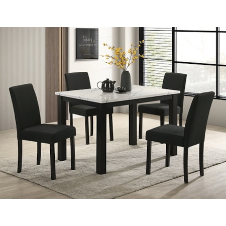 RESEDA WHITE 5 PIECE DINING SET |
