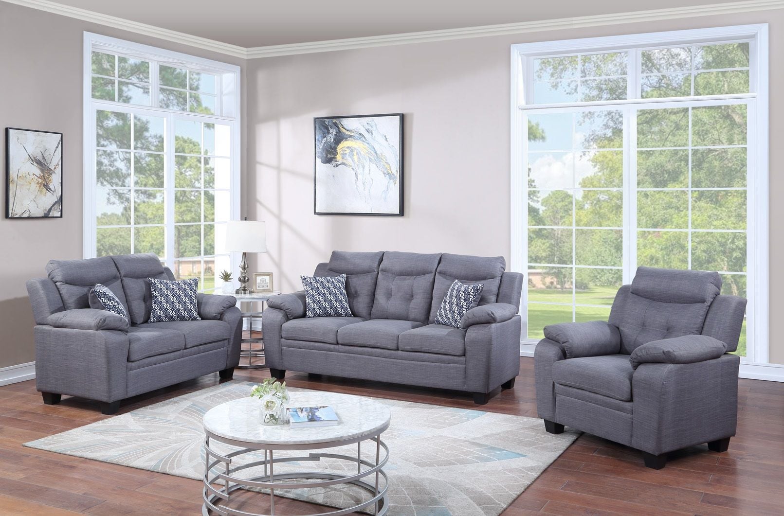 PATTY GREY SOFA &amp; LOVESEAT |