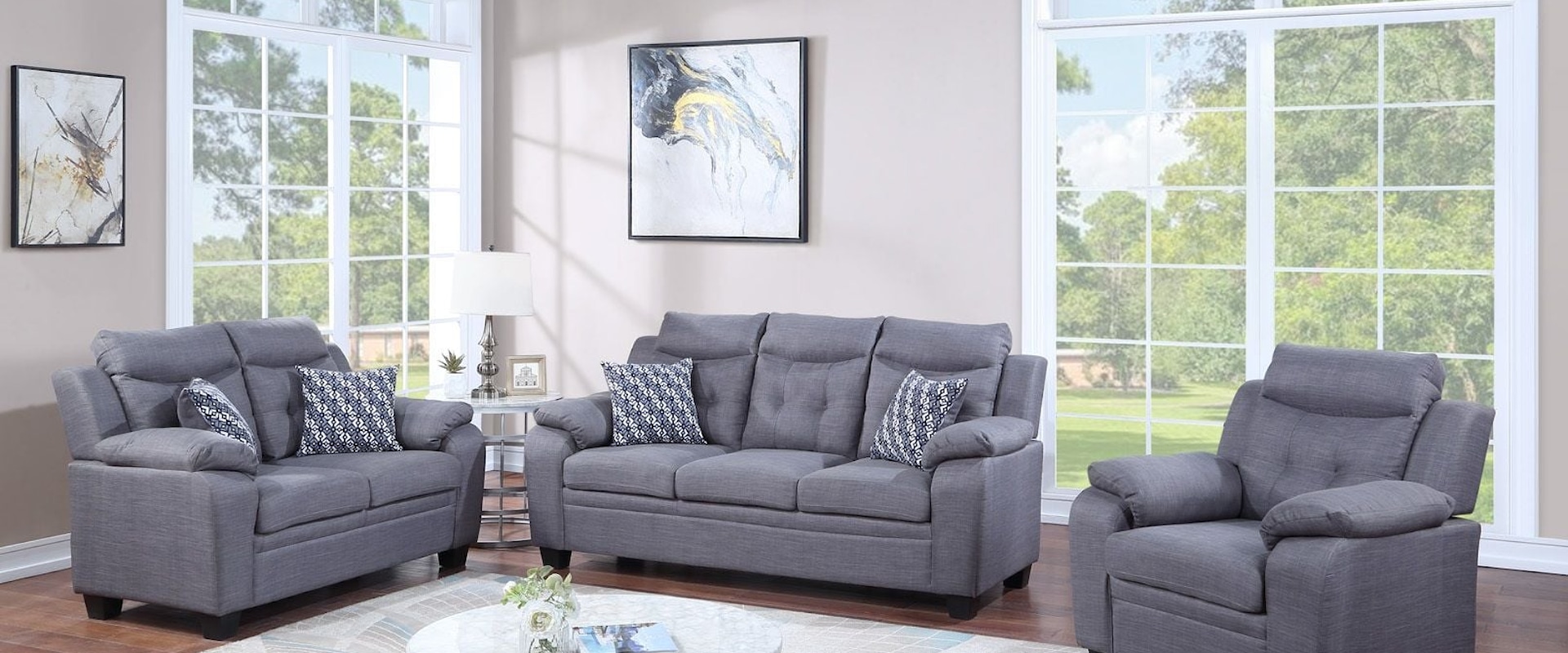 PATTY GREY SOFA & LOVESEAT |