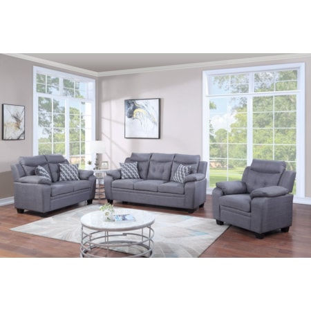 PATTY GREY SOFA W/2 PILLOWS |