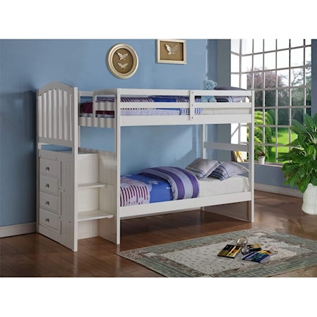 ARCHIE WHITE TWIN/TWIN STAIRWAY | BUNK BED