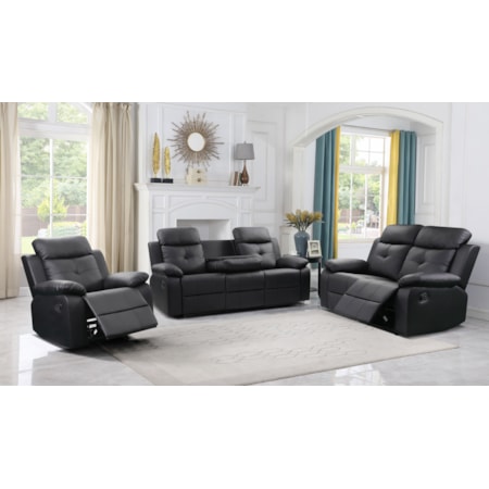 TREASURE BLACK RECLINING SOFA WITH | DROP DO