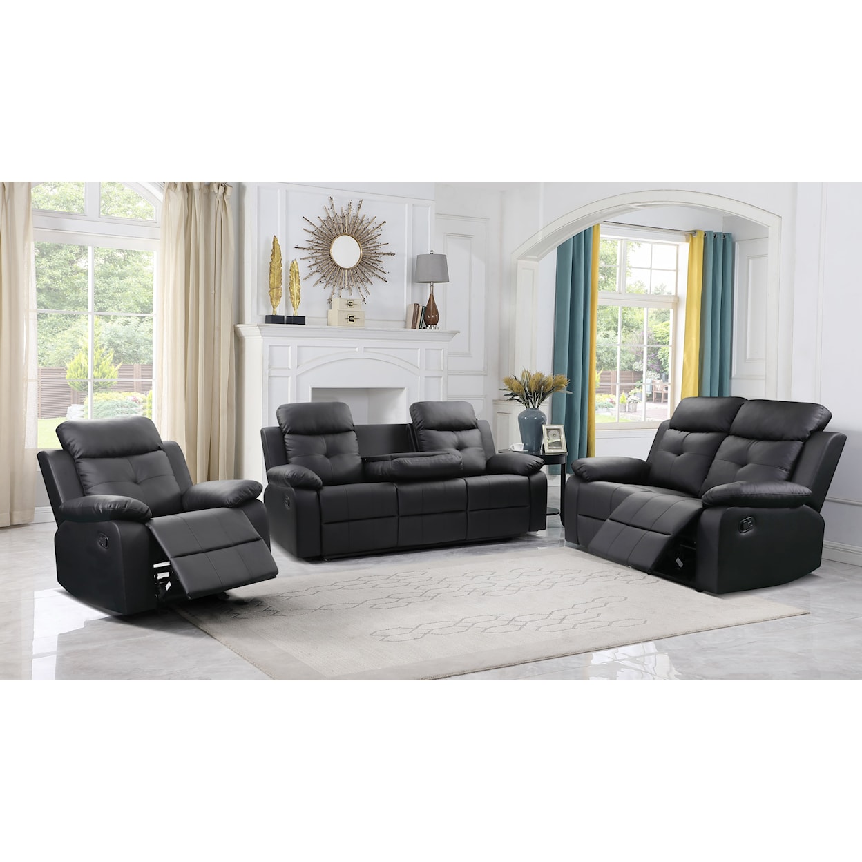 Titanic Furniture Treasure TREASURE BLACK RECLINING SOFA AND | LOVESEAT