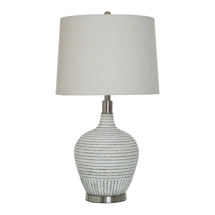 RIDGED WHITE WASH TABLE LAMP |