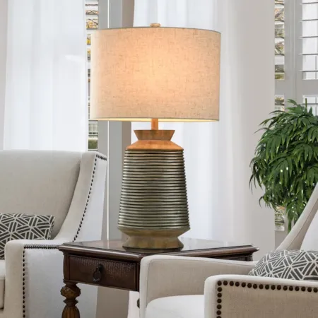 HAVER HILL BROWN AND GOLD TABLE | LAMP