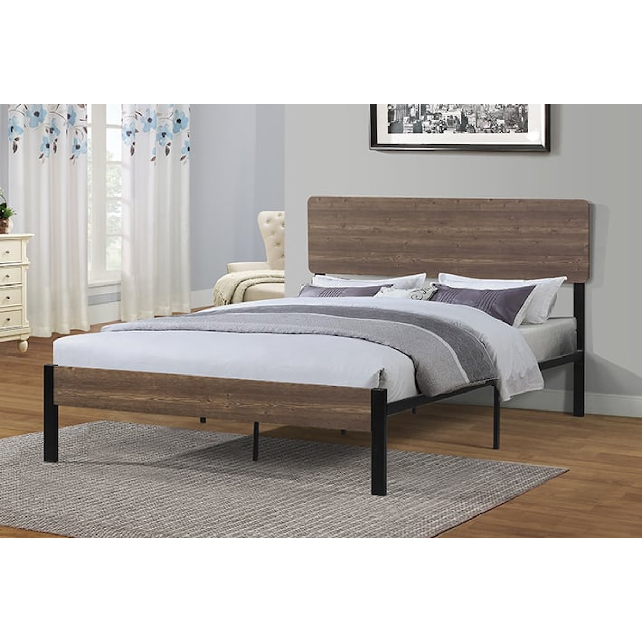 Milton Greens Stars Platform Beds FULL METAL PLATFORM BED WITH WOOD | HEADBOAR