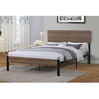 FULL METAL PLATFORM BED WITH WOOD | HEADBOARD/FOOTBOARD