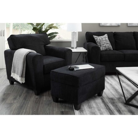 TARZANA BLACK OTTOMAN |