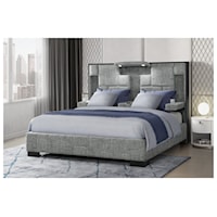 OWEN GREY AND WHITE KING BED WITH | LIGHTS BLUETOOTH SPEAKERS