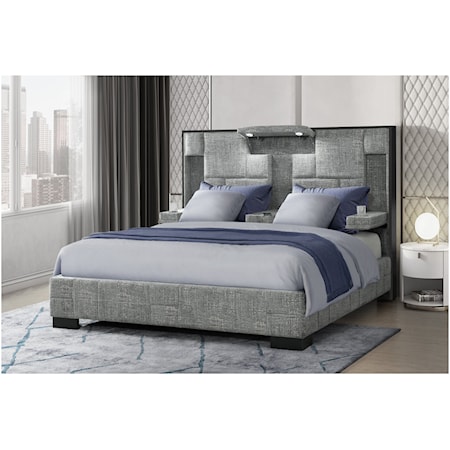 OWEN GREY AND WHITE KING BED WITH | LIGHTS B