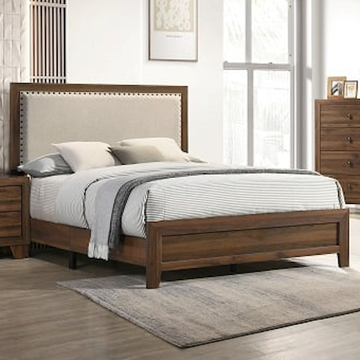 Crown Mark Millie MILLIE BROWN UPHOLSTERED QUEEN BED |