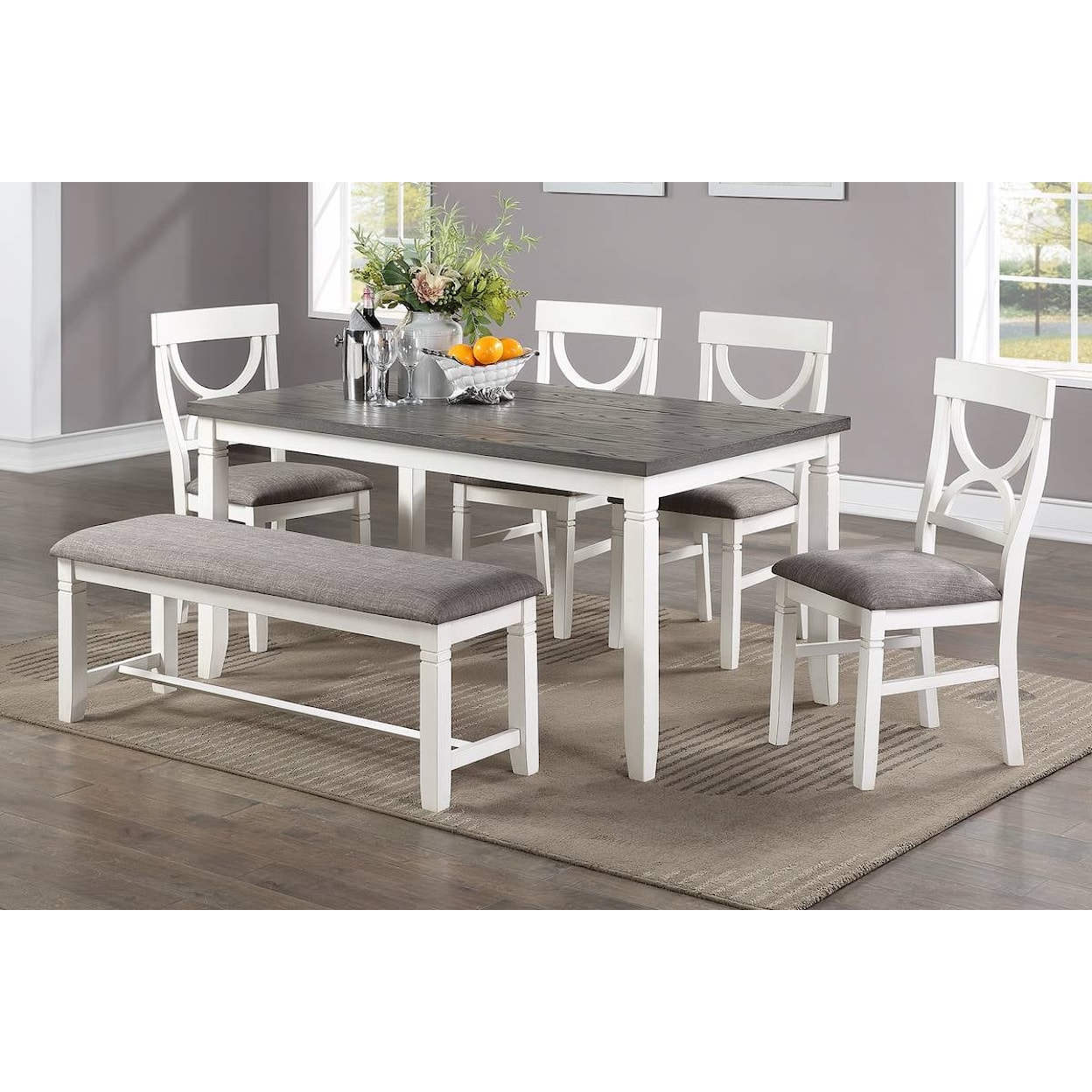 Poundex Orca 6 Pc Dining Set ORCA WHITE 6 PC DINING SET |