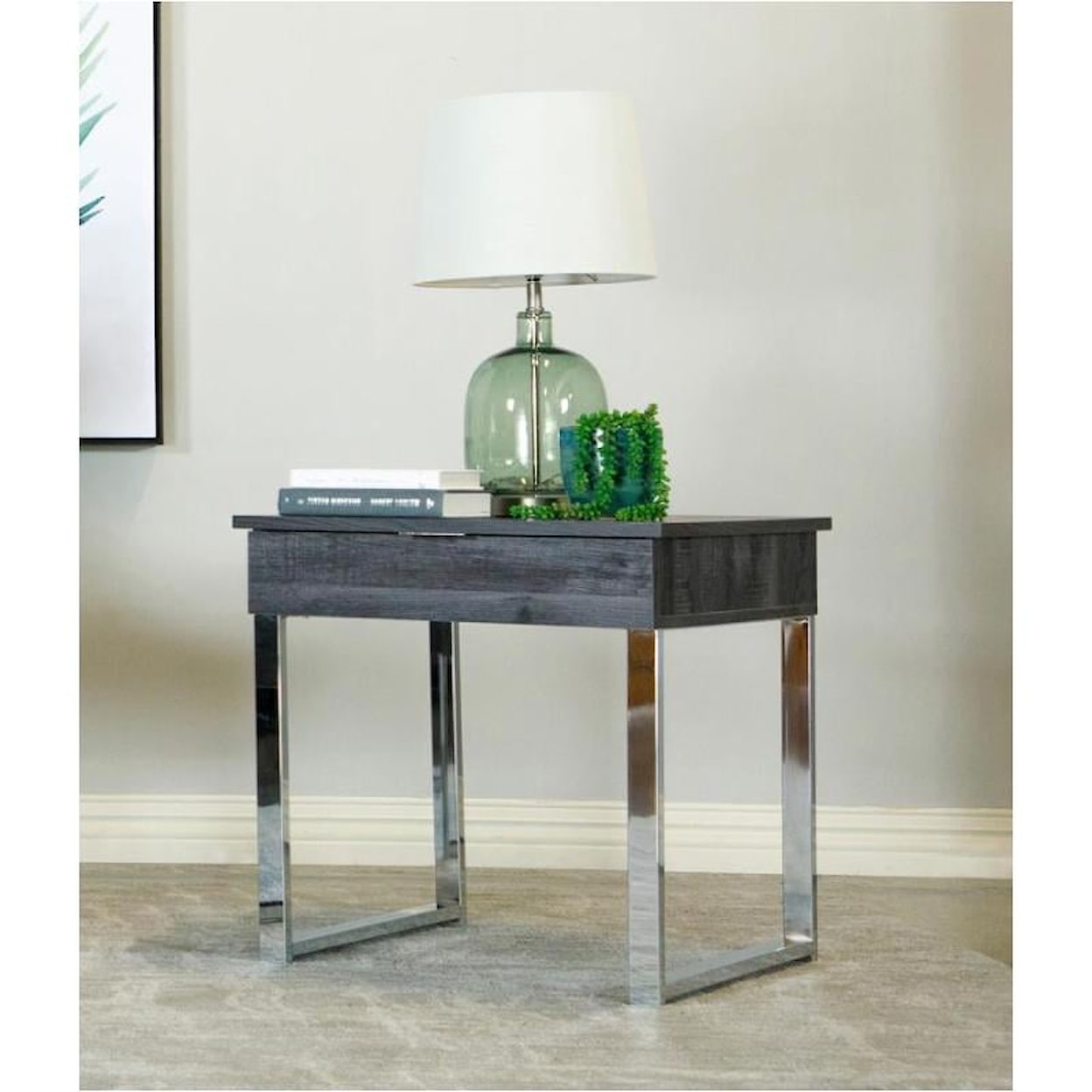 Coaster Dark Charcoal Tables DARK CHARCOAL AND CHROME END | TABLE