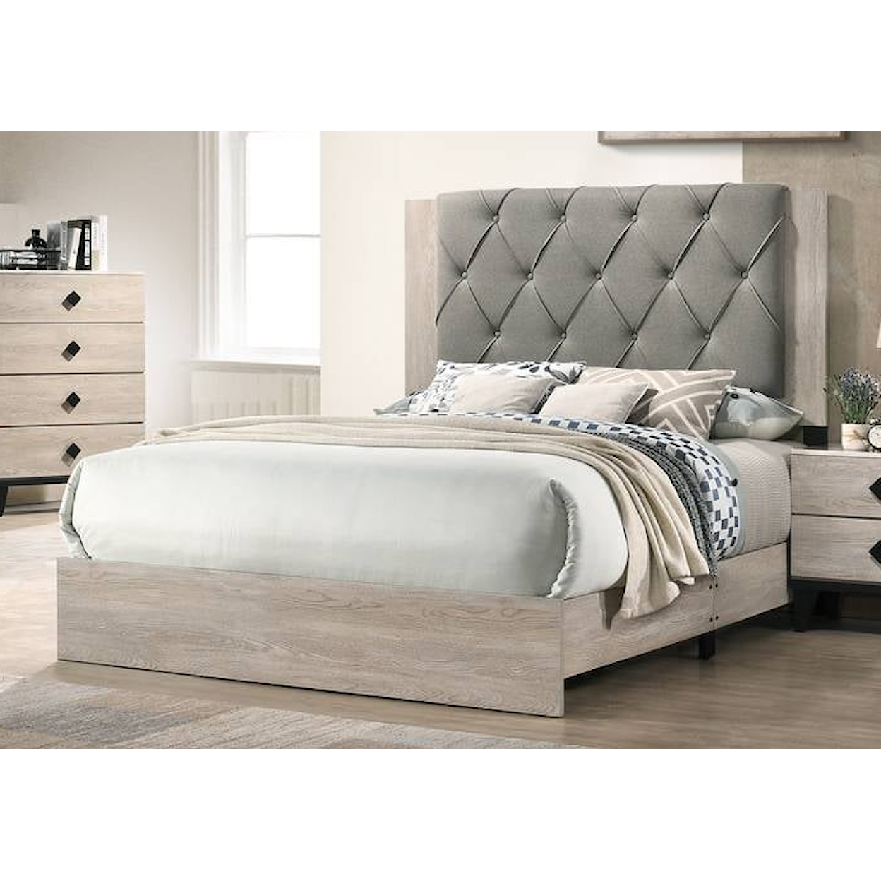Poundex Ontario Bedroom Set ONTARIO WHITE QUEEN BED |