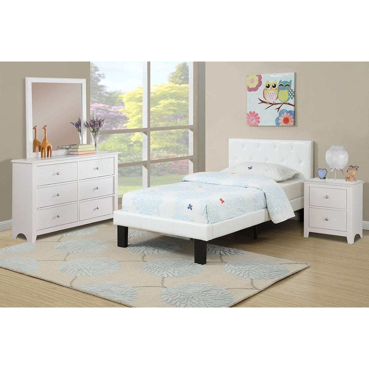 Poundex Twin/Full Beds WHITE FULL BED W/ SLATS |