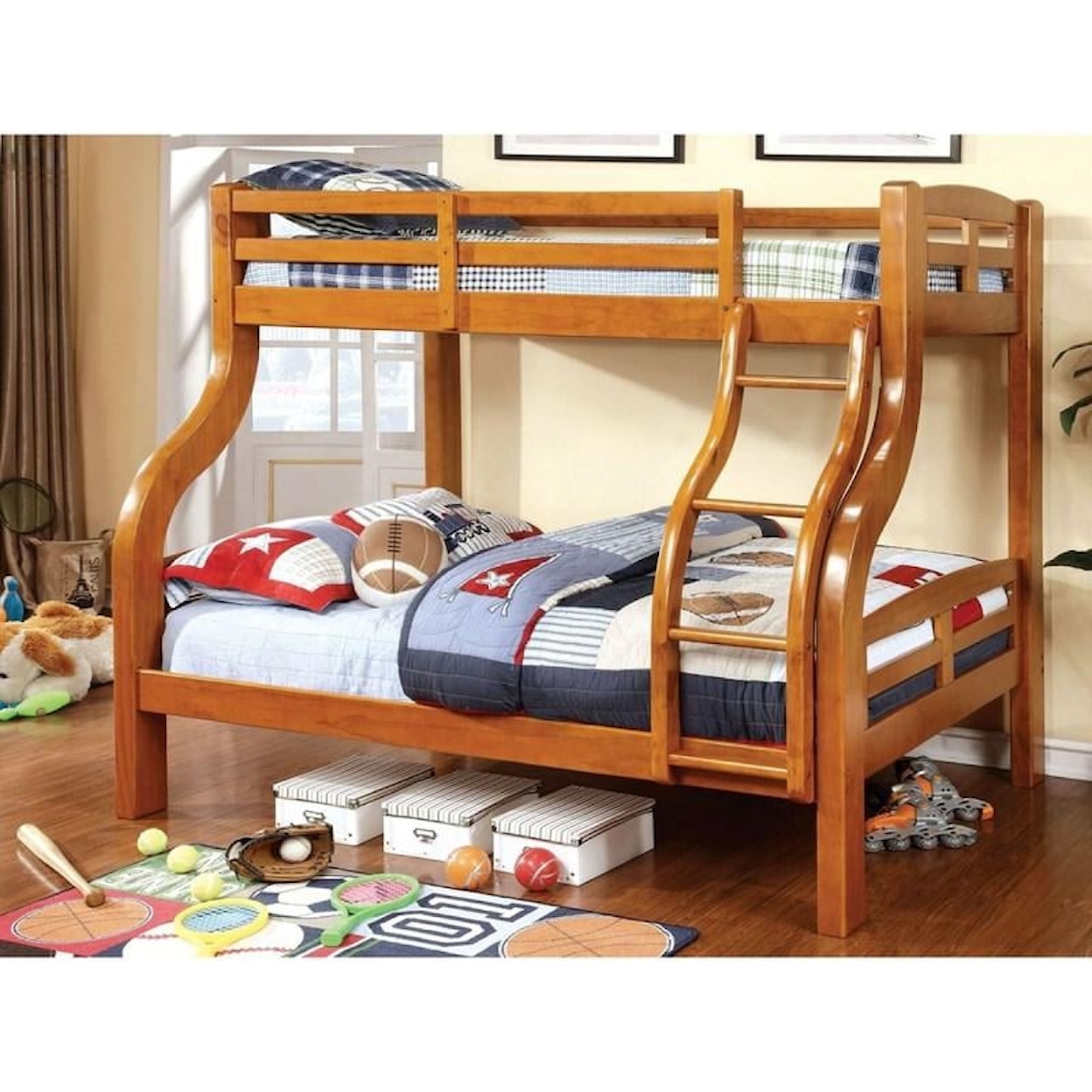 Furniture of America Espresso Twin/Full ESPRESSO SWOOP TWIN FULL BUNKBED |