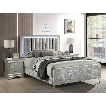 KRUSHED SILVER LIGHT UP QUEEN BED |