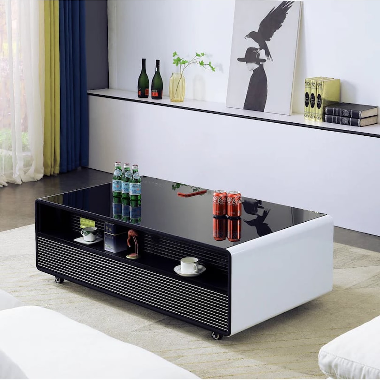 Artisan Design Furniture Coffee Table Fridge WHITE AND BLACK COFFEE TABLE FRIDGE | WITH B