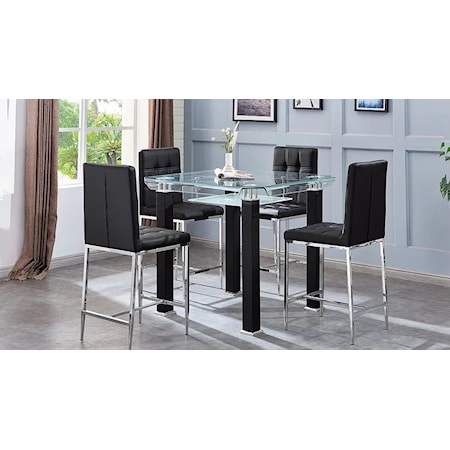 KING BLACK 5 PIECE PUB TABLE |