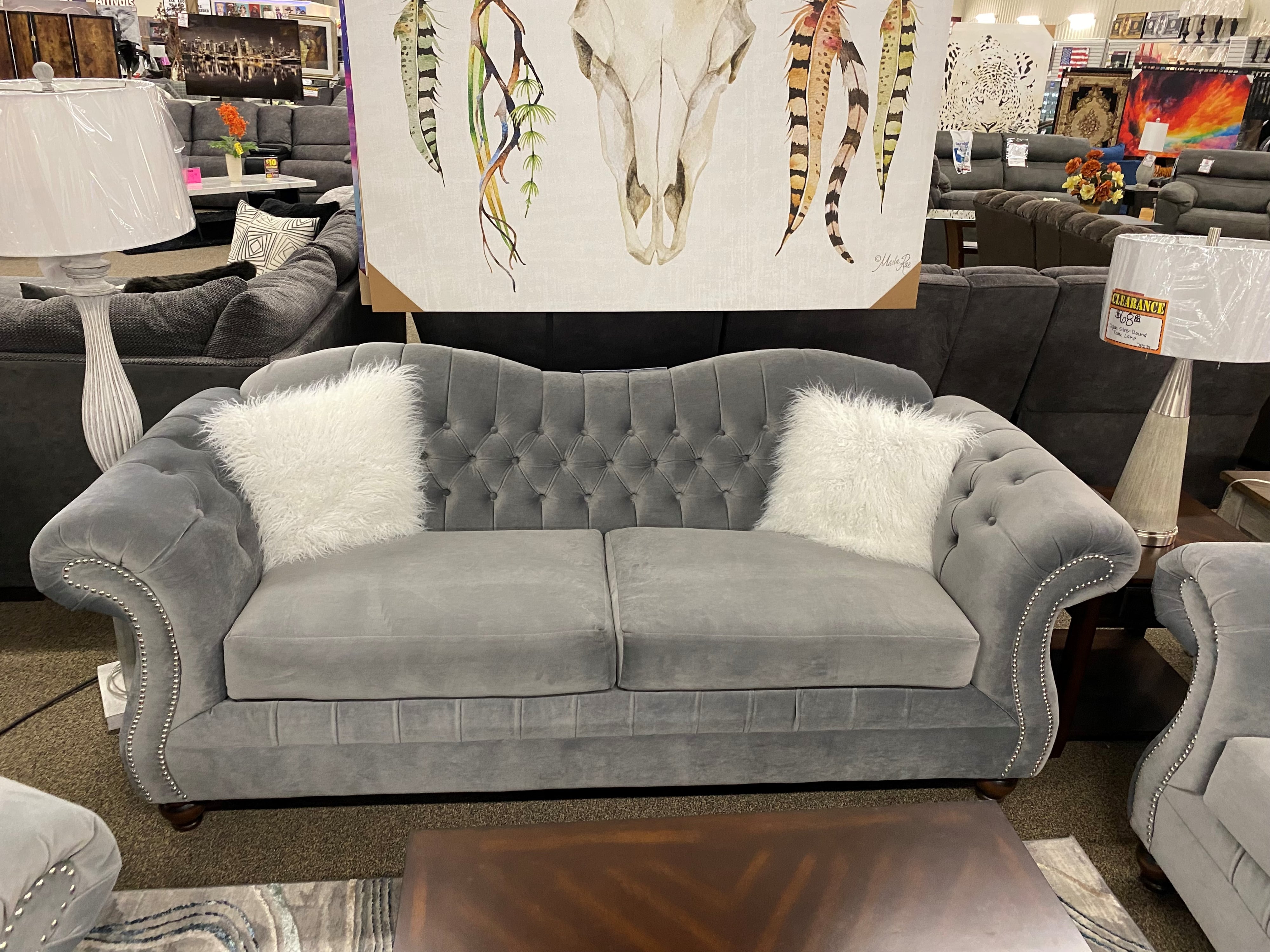 ABBY PEWTER SOFA &amp; LOVESEAT |