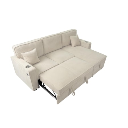 GLORIA BEIGE STORAGE SLEEPER | SOFA CHAISE W