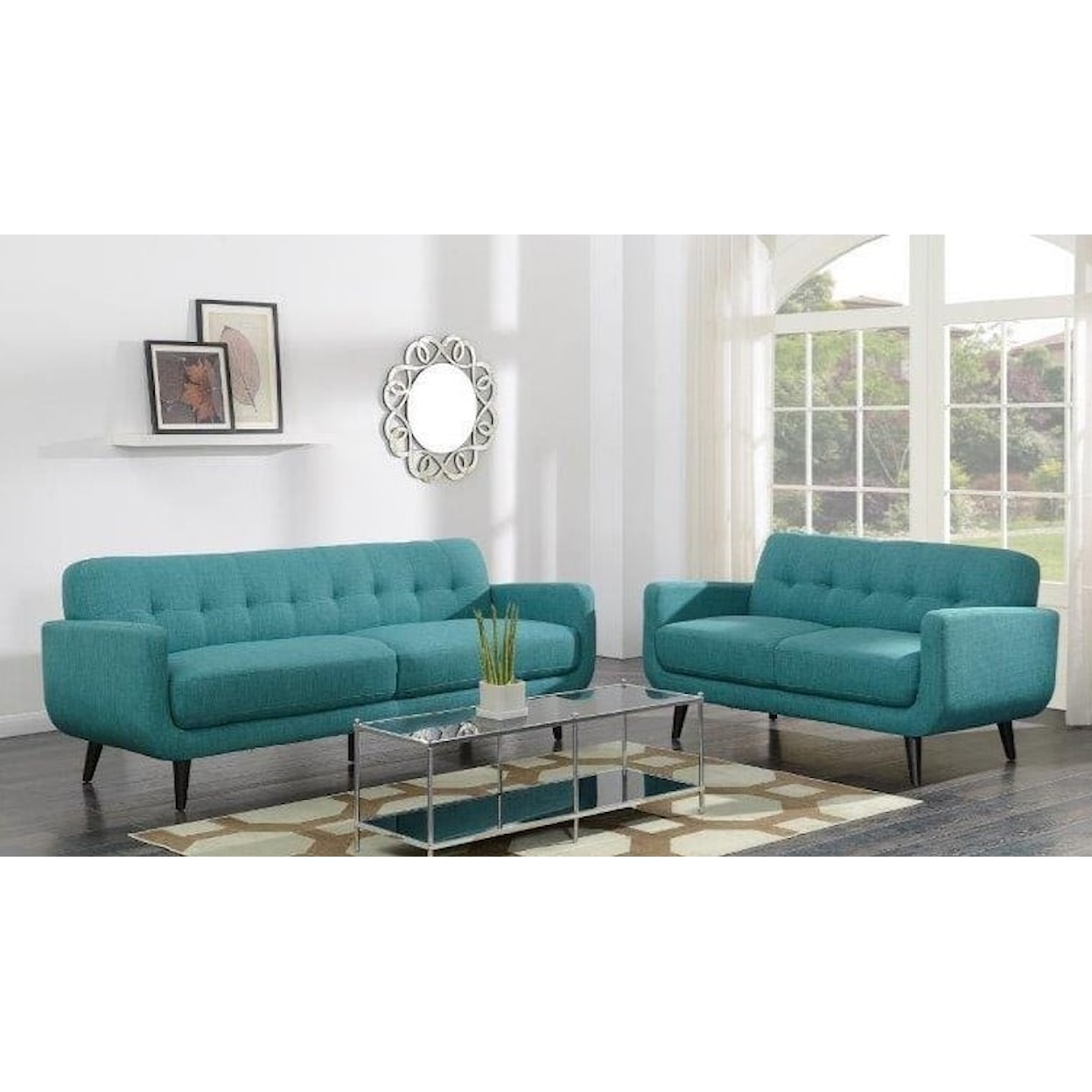 Elements International Freeport FREEPORT HEIRLOOM TEAL SOFA | WITH PILLOWS