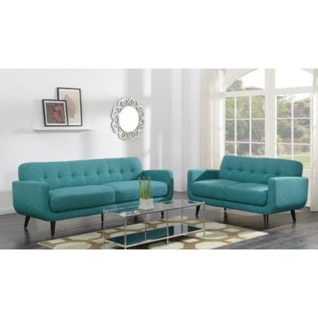 FREEPORT HEIRLOOM TEAL SOFA | WITH PILLOWS