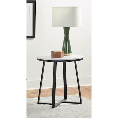 CIRULAR WHITE END TABLE | .