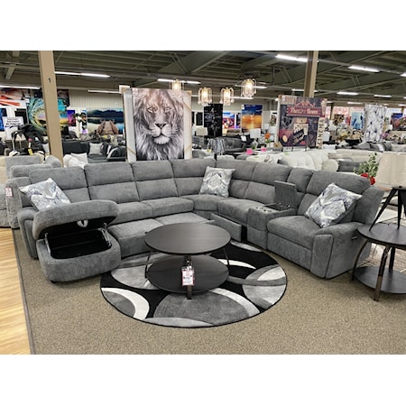BELIZE GREY 6 PIECE POWER SECTIONAL | WITH S