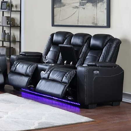 REVOLUTION BLACK POWER LED LOVESEAT | RECLIN