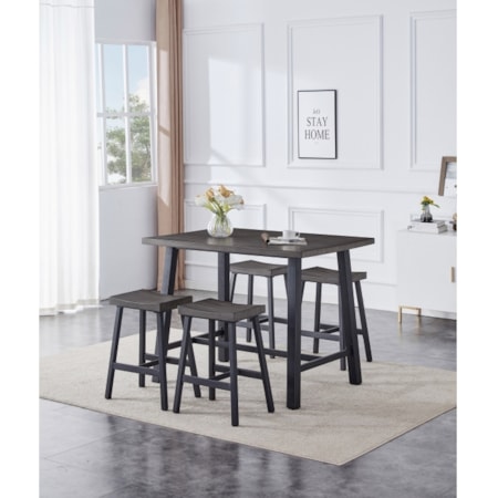 SHADOW GREY & BLACK 5 PIECE PUB SET |