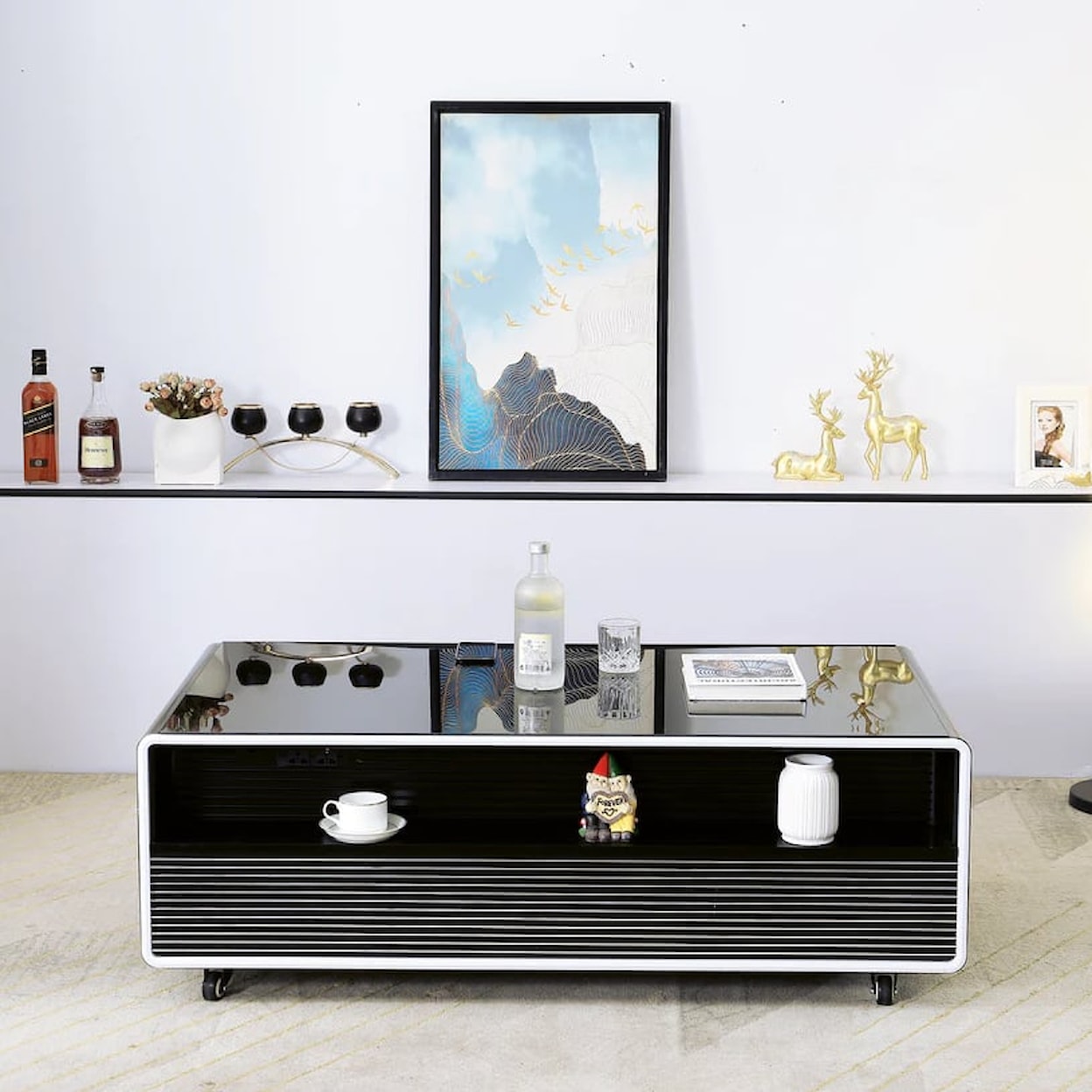 Artisan Design Furniture Coffee Table Fridge BLACK COFFEE TABLE FRIDGE WITH | BLUETOOTH S