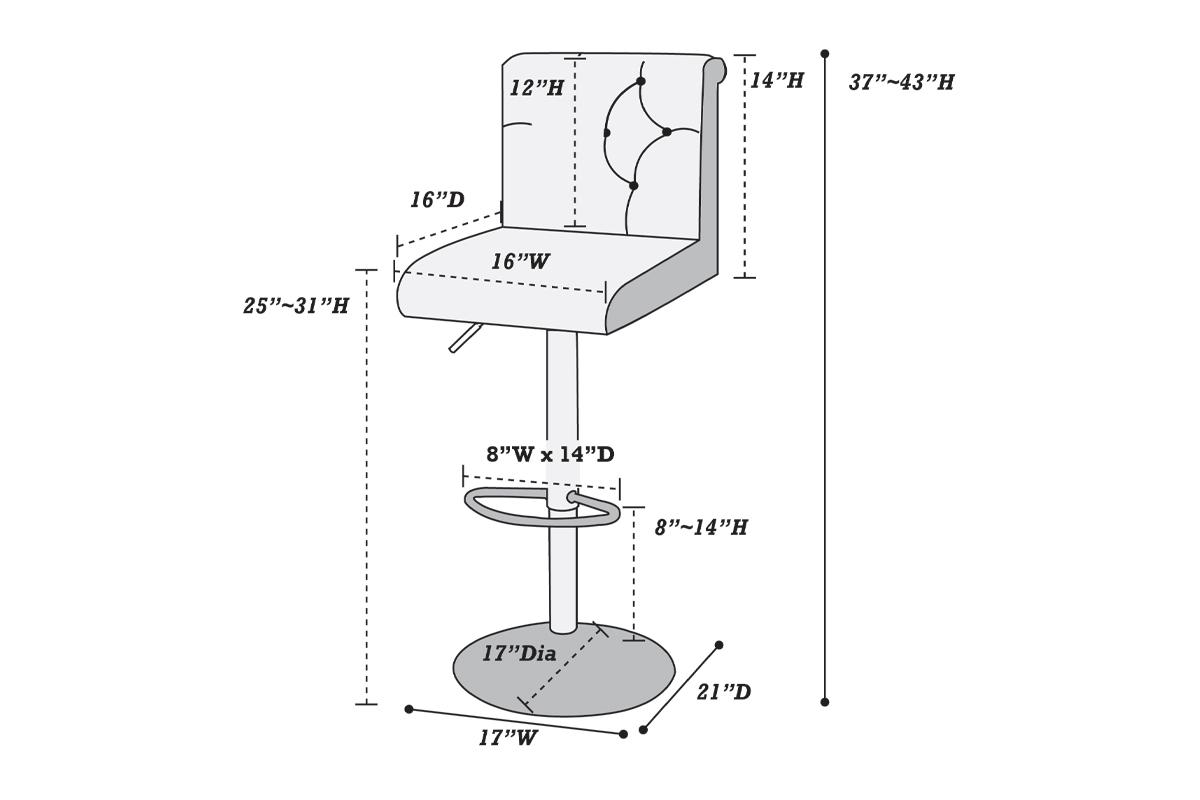 TUFT BROWN ADJUSTABLE BAR STOOL | 2PB