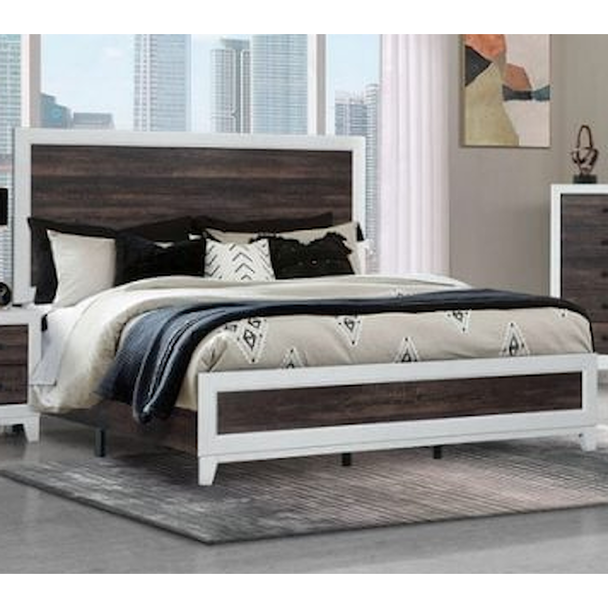 Global Furniture Liz Oak LIZ OAK AND WHITE 4 PIECE QUEEN | BEDROOM SE