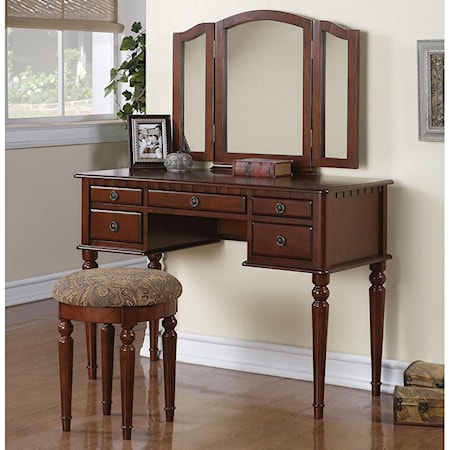 BROWN TAPESTRY VANITY & STOOL |