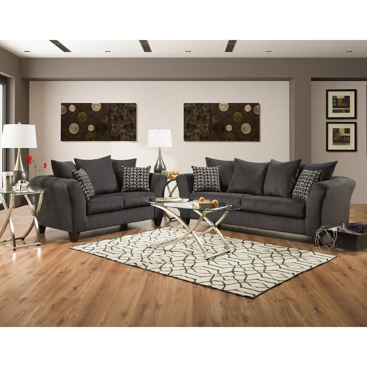 Delta Furniture Manufacturing Wave Charcoal Sofa  WAVE CHARCOAL SOFA & LOVESEAT |
