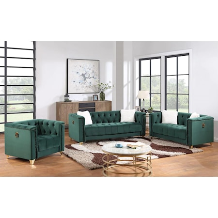 BEVERLY HILLS GREEN SOFA AND | LOVESEAT