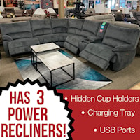 BADGER CHARCOAL 6 PIECE POWER | SECTIONAL
