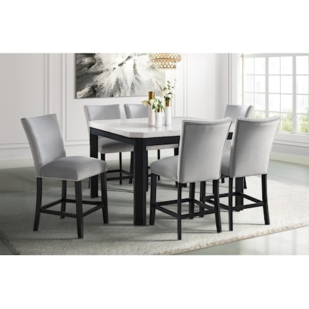 FRANCESCO 5 PC PUB TABLE. | WITH GREY VELVET